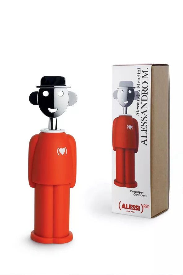 Alessi Alessandro Kurkentrekker Roze/blauw 3 Alessi Alessandro Kurkentrekker Roze/blauw - Afbeelding 3