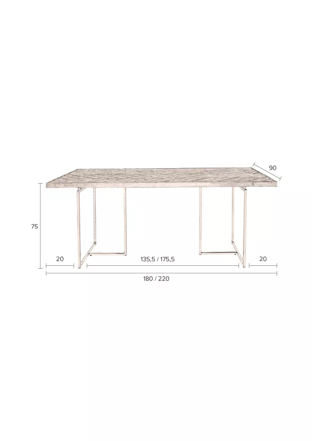 Dutchbone Class Eettafel 220x90 Eiken 9 Dutchbone Class Eettafel 220x90 Eiken - Afbeelding 9