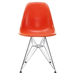 Vitra Eames DSR Fiberglass Stoel Chroom Onderstel, Red Orange