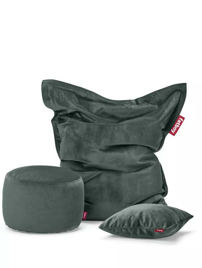 Fatboy Original Slim Velvet Zitzak + Point Poef Recycled Petrol 7 Fatboy Original Slim Velvet Zitzak + Point Poef Recycled Petrol - Afbeelding 7