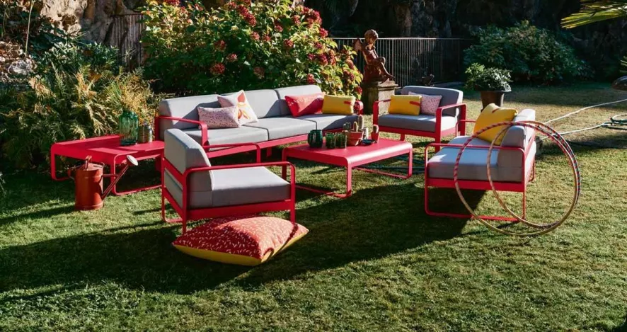 Fermob Bellevie 3-zit Loungebank Kussen Flannelgrijs Chili 4 Fermob Bellevie 3-zit Loungebank Kussen Flannelgrijs Chili - Afbeelding 4