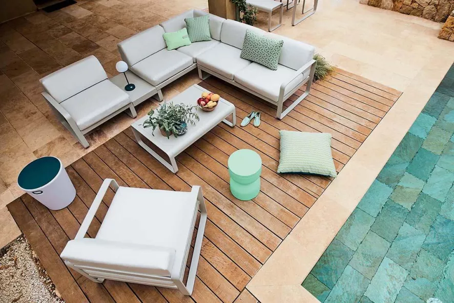 Fermob Bellevie 2-zits Loungebank Kussen Grey Taupe Russet 5 Fermob Bellevie 2-zits Loungebank Kussen Grey Taupe Russet - Afbeelding 5