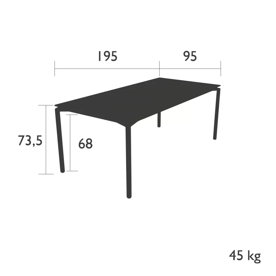 Fermob Calvi Tuintafel 195x95 Anthracite 10 Fermob Calvi Tuintafel 195x95 Anthracite - Afbeelding 10