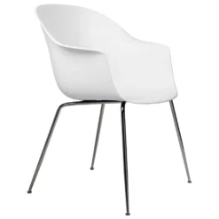 Gubi Bat Eetkamerstoel Zwart Chroom Onderstel Pure White