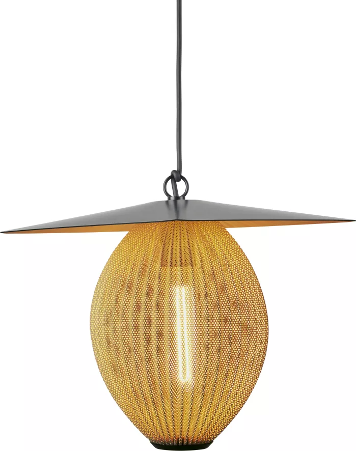 Gubi Satellite Hanglamp Buiten Ø22 Mustard Gold Semi Matt 2 Gubi Satellite Hanglamp Buiten Ø22 Mustard Gold Semi Matt - Afbeelding 2