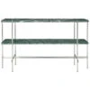 Gubi TS Console 120x30x72 Polished Steel Green Guatemala Marble