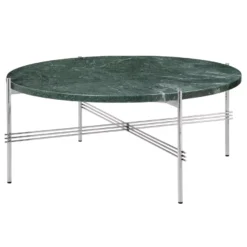 Gubi TS Salontafel 80 Polished Steel Green Guatemala Marble