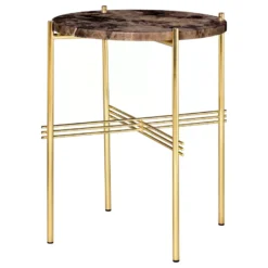 Gubi TS Bijzettafel 40 Messing/bruin Marmer