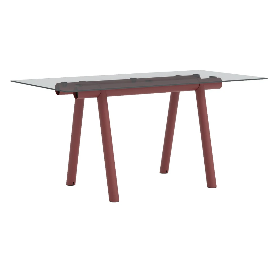 Hay Boa Tafel 220x110 Barn Red Frame, Glazen Blad 2 Hay Boa Tafel 220x110 Barn Red Frame, Glazen Blad - Afbeelding 2