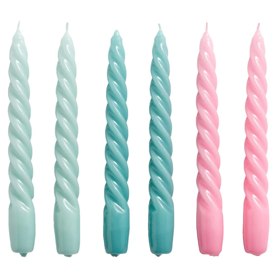 Hay Candle Twist Kaarsen Set Van 6 Green, Citrus, Beige 2 Hay Candle Twist Kaarsen Set Van 6 Green, Citrus, Beige - Afbeelding 2