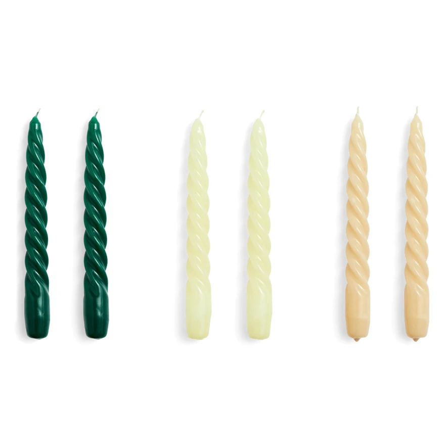 Hay Candle Twist Kaarsen Set Van 6 Green, Citrus, Beige 1 Hay Candle Twist Kaarsen Set Van 6 Green, Citrus, Beige