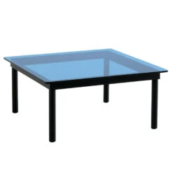 Hay Kofi Salontafel Zwart Gelakt Eiken 80x80 Blauw Glas