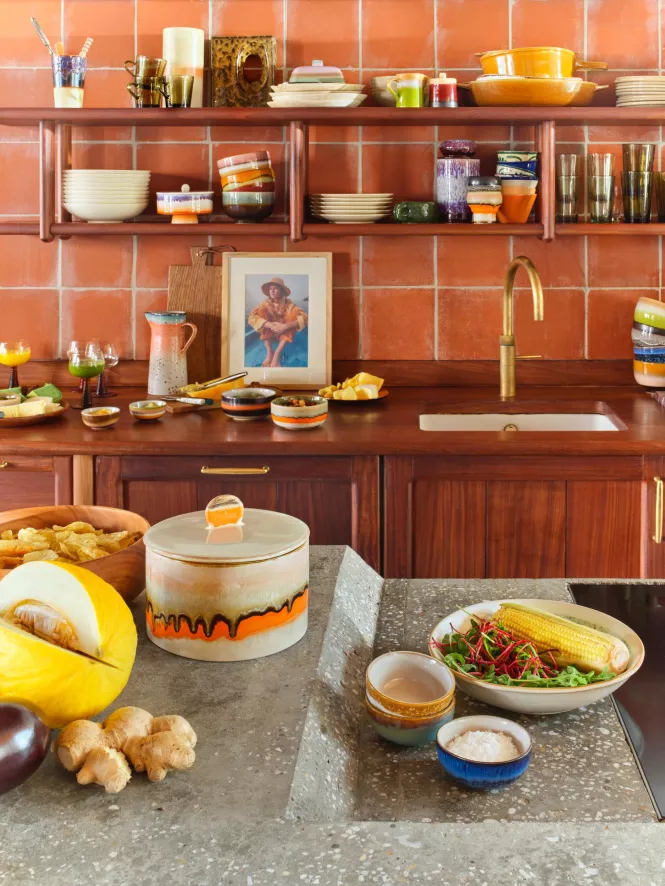 HKliving 70's Ceramic Koektrommel Voorraadpot Cookie Jar Dusk 6 HKliving 70's Ceramic Koektrommel Voorraadpot Cookie Jar Dusk - Afbeelding 6