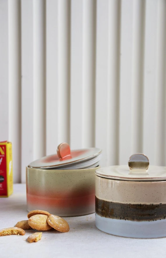HKliving 70's Ceramic Koektrommel Voorraadpot Cookie Jar Dusk 11 HKliving 70's Ceramic Koektrommel Voorraadpot Cookie Jar Dusk - Afbeelding 11