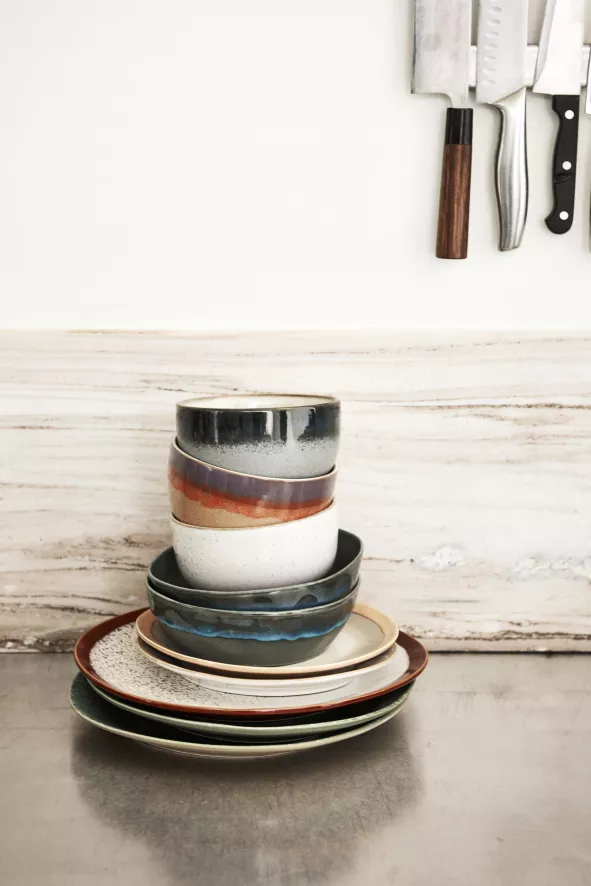 HKliving 70's Ceramic Noodle Schaal Ø13.5 Set Van 4 Groovy 10 HKliving 70's Ceramic Noodle Schaal Ø13.5 Set Van 4 Groovy - Afbeelding 10