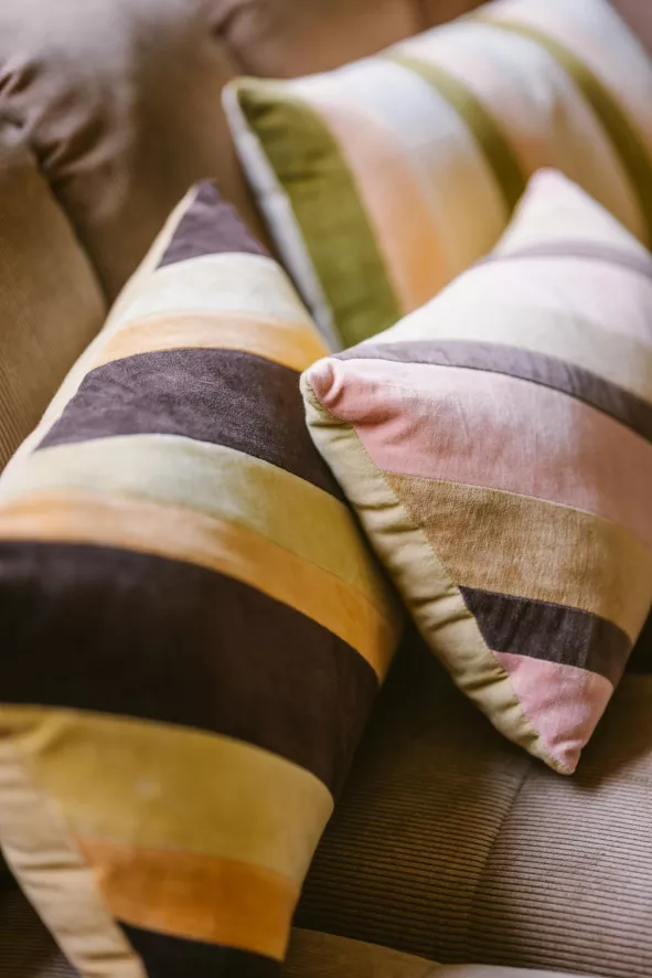 HKliving Striped Velvet Kussen 50x30 Sunkissed 9 HKliving Striped Velvet Kussen 50x30 Sunkissed - Afbeelding 9