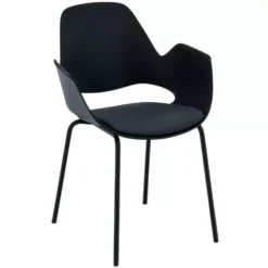 Houe Falk Gestoffeerde Stoel Met Zwart Onderstel Donkergrijs