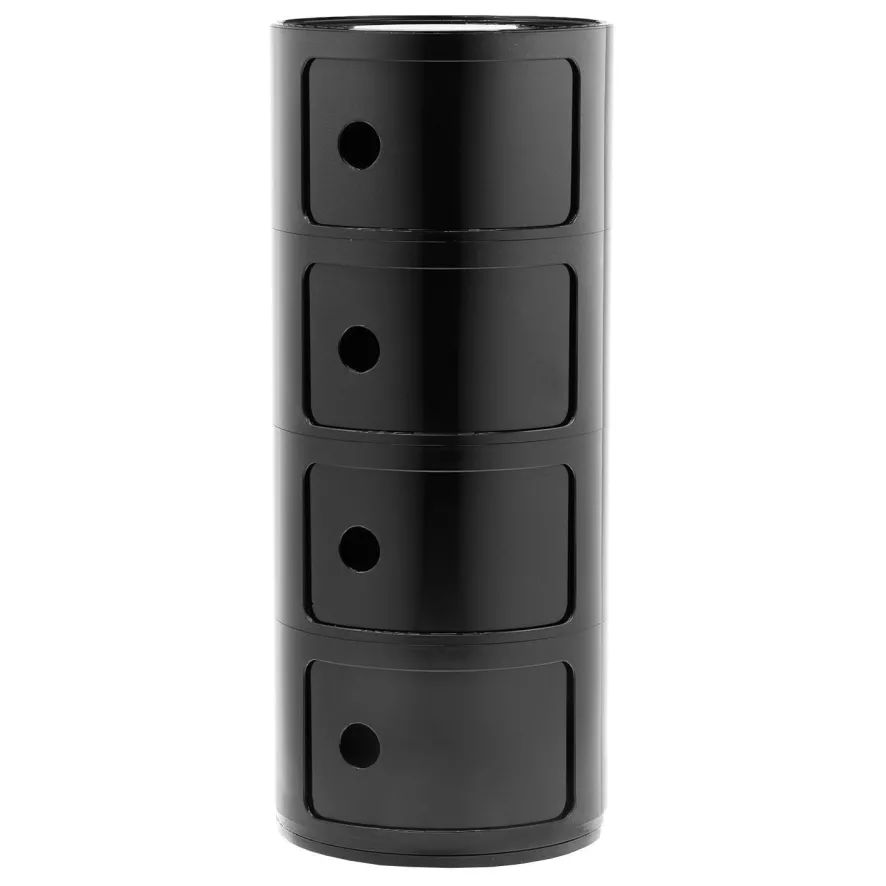 Kartell Componibili Kast Extra Large (4 Comp.) Ø32 Zwart 1 Kartell Componibili Kast Extra Large (4 Comp.) Ø32 Zwart