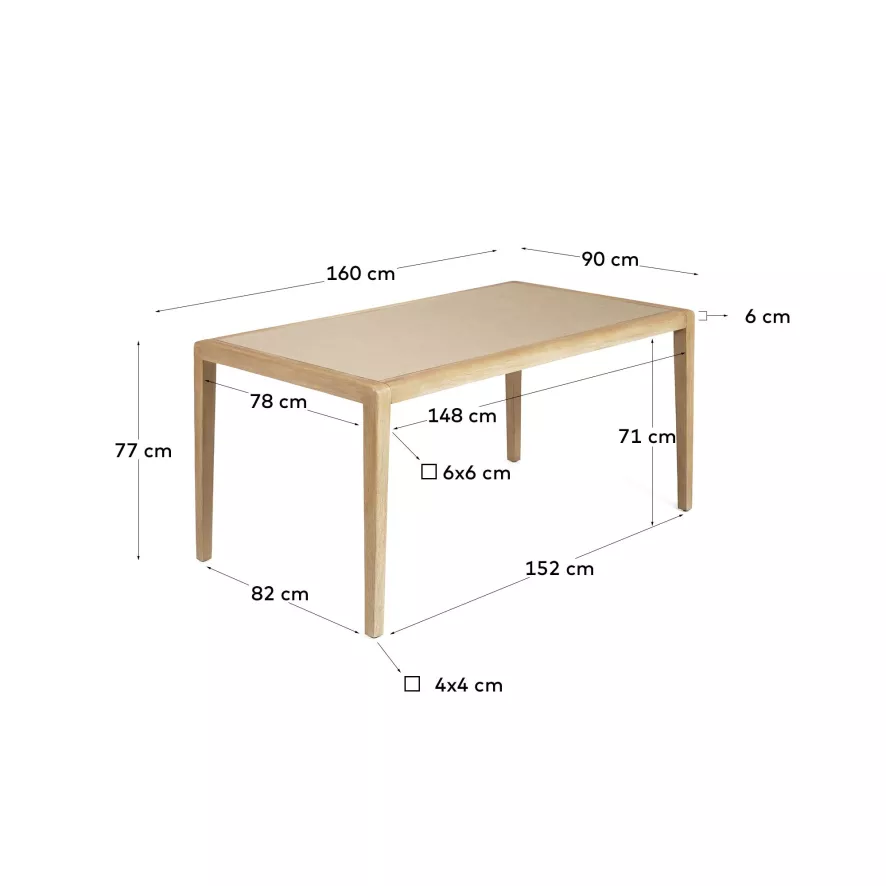 Kave Home Better Eettafel 160x90 2 Kave Home Better Eettafel 160x90 - Afbeelding 2