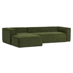 Kave Home Blok 3-zits Bank Met Chaise Longue Links Green Corduroy