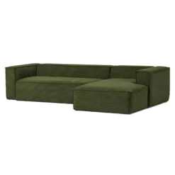 Kave Home Blok 3-zits Bank Met Chaise Longue Rechts Green Corduroy