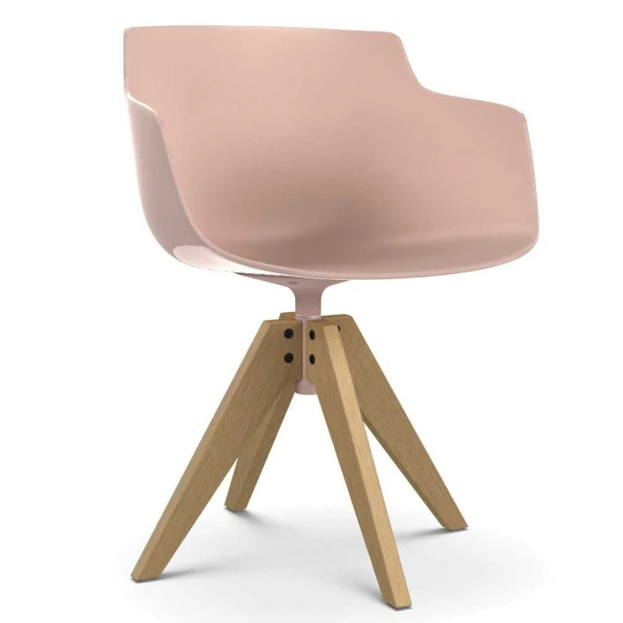 MDF Italia Flow Slim Color VN Oak Stoel Naturel, Powder Pink 1 MDF Italia Flow Slim Color VN Oak Stoel Naturel, Powder Pink