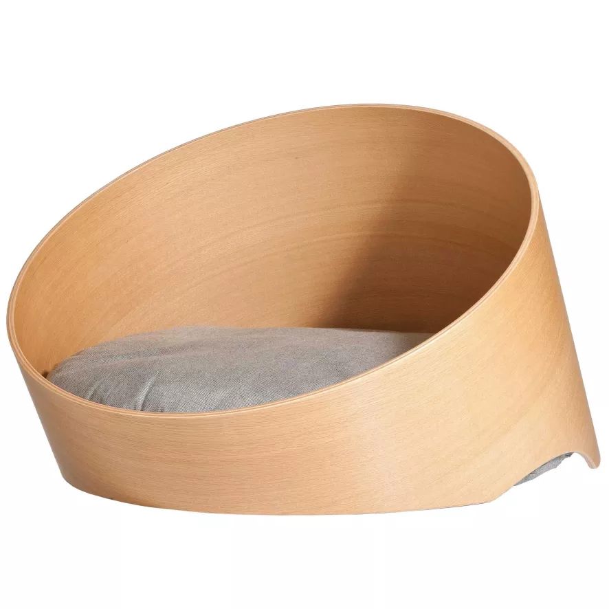 MiaCara Covo Hondenmand Ø60 Eiken, Kussen Sand 1 MiaCara Covo Hondenmand Ø60 Eiken, Kussen Sand