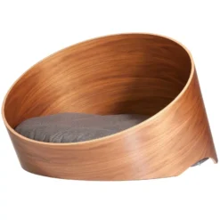 MiaCara Covo Hondenmand Ø60 Walnoot, Kussen Mocca