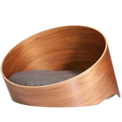 MiaCara Covo Kattenmand Ø60 Walnoot, Kussen Mocca