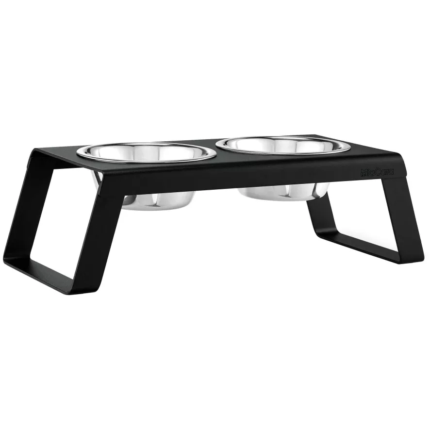 MiaCara Desco Hondenvoerbak Medium Aluminium Zwart 1 MiaCara Desco Hondenvoerbak Medium Aluminium Zwart