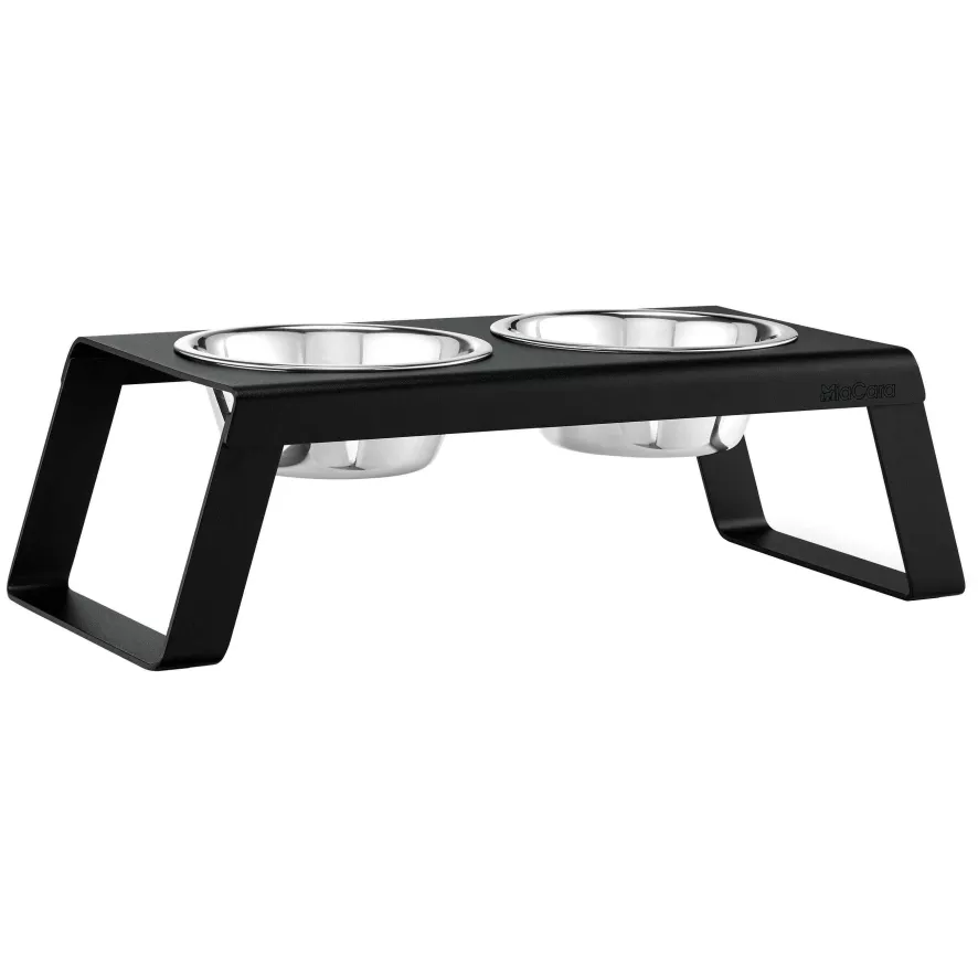 MiaCara Desco Hondenvoerbak Medium Aluminium Zwart 2 MiaCara Desco Hondenvoerbak Medium Aluminium Zwart - Afbeelding 2