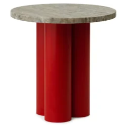 Normann Copenhagen Dit Bijzettafel Bright Red Travertine Silver
