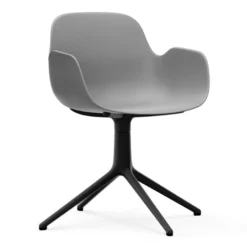 Normann Copenhagen Form Armchair Swivel Stoel Met Zwart Onderstel, Grijs