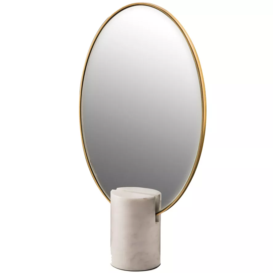 POLSPOTTEN Mirror Oval Marble White Tafelspiegel 1 POLSPOTTEN Mirror Oval Marble White Tafelspiegel