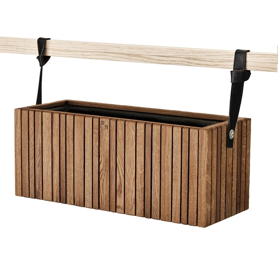 Squarely Copenhagen GrowWIDE Balkon Plantenbak, Dark Oak, Bruin Leer 48cm 2 Squarely Copenhagen GrowWIDE Balkon Plantenbak, Dark Oak, Bruin Leer 48cm - Afbeelding 2