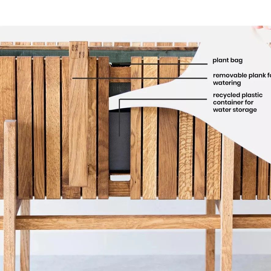 Squarely Copenhagen GrowWIDE Balkon Plantenbak, Dark Oak, Bruin Leer 48cm 3 Squarely Copenhagen GrowWIDE Balkon Plantenbak, Dark Oak, Bruin Leer 48cm - Afbeelding 3