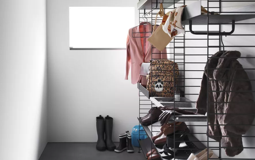 String Furniture Shoe Shelf Metal 58x30 1-pack Zwart 9 String Furniture Shoe Shelf Metal 58x30 1-pack Zwart - Afbeelding 9