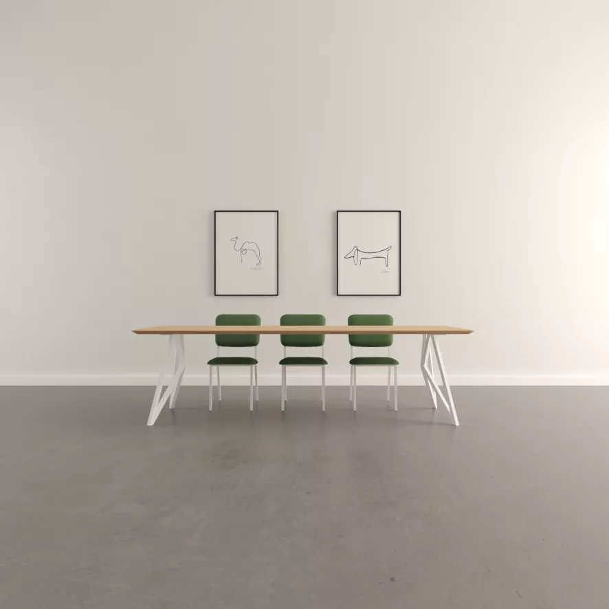 Studio HENK Butterfly Tafel 260x100 Wit Frame, Hardwax Light 3041, Rechte Hoeken 8 Studio HENK Butterfly Tafel 260x100 Wit Frame, Hardwax Light 3041, Rechte Hoeken - Afbeelding 8