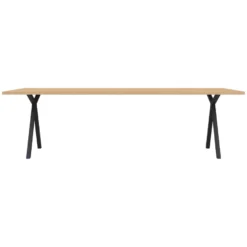 Studio HENK Slim X-Type Tafel 200x90 Zwart Frame, Naturel Hardwax, Rechte Hoeken