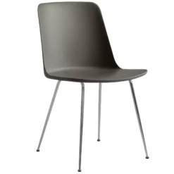 &tradition Rely HW6 Stoel Stone Grey, Chroom Onderstel