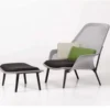 Vitra Slow Chair Met Ottoman Loungestoel Bruin/créme / Poedercoating Aubergine