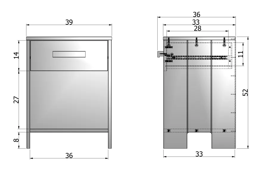 WOOOD Exclusive Dennis Nachtkastje Steel Grey 3 WOOOD Exclusive Dennis Nachtkastje Steel Grey - Afbeelding 3