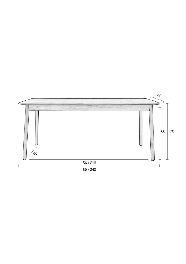 Zuiver Glimps Uitschuifbare Tafel 180/240X90 Walnoot 3 Zuiver Glimps Uitschuifbare Tafel 180/240X90 Walnoot - Afbeelding 3